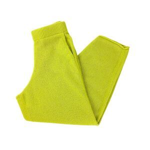 THE ELDER STATESMAN Size S 100% Cashmere Knit Pants Chartreuse Green Yellow Pant